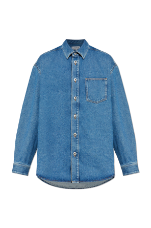 Saint Laurent Denim shirt with embroidered logo | Men's | Vitkac